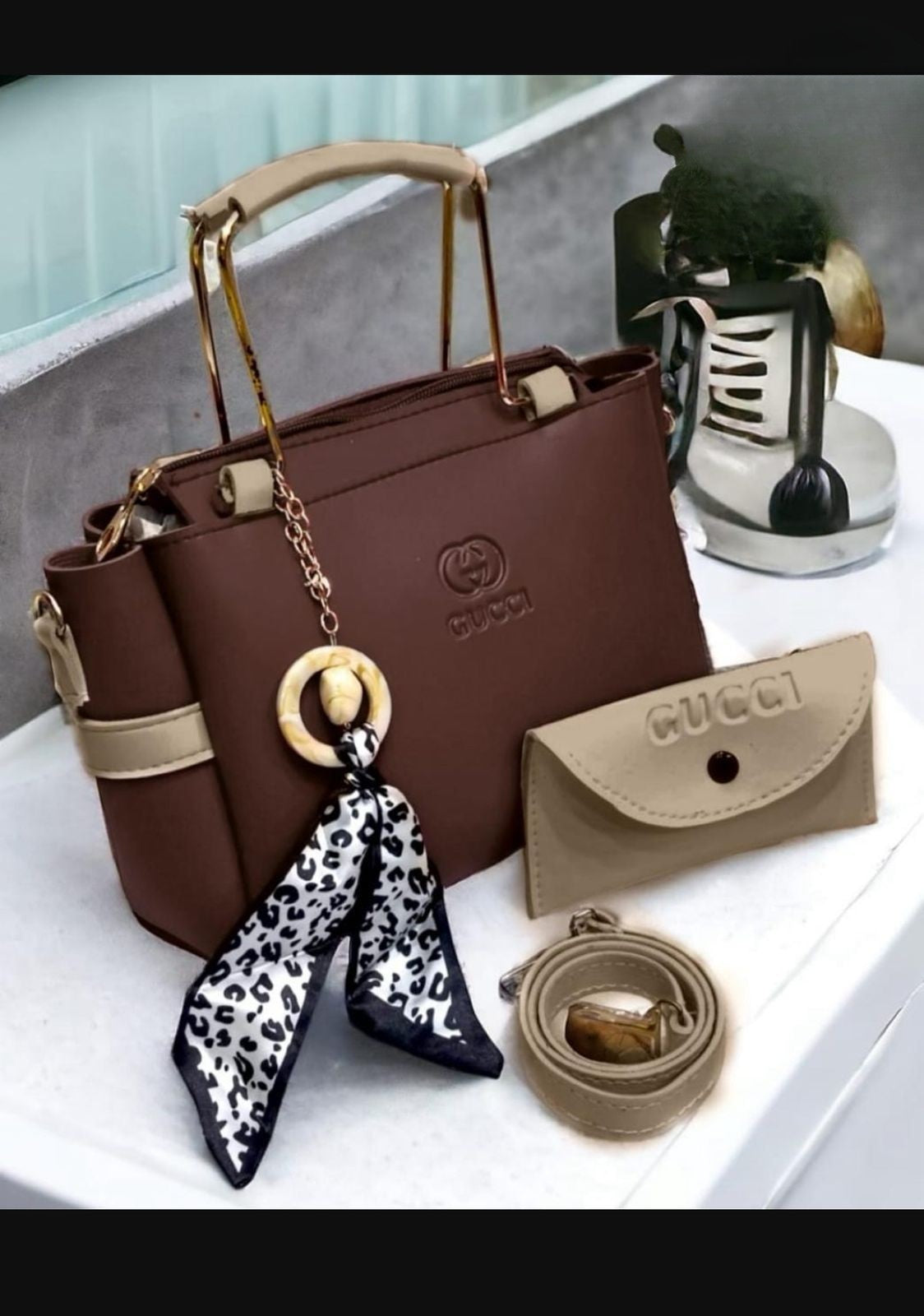 Luxury Women Designer Style Handbag Set – 4-in-1 Tote Bag with Mini Pouch, Wallet & Adjustable Strap