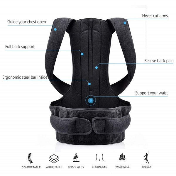 Posture Corrector Back Support Brace With Breathable Material And Fully Adjustable Velcro Straps (Extra Large)