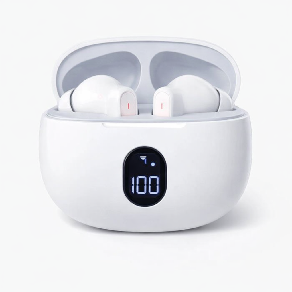Premium Quality True Wireless Stereo Earbuds – Bluetooth 5.3 Earphones with Super Bass, Advanced Noise Cancellation & Smart Touch Control - White