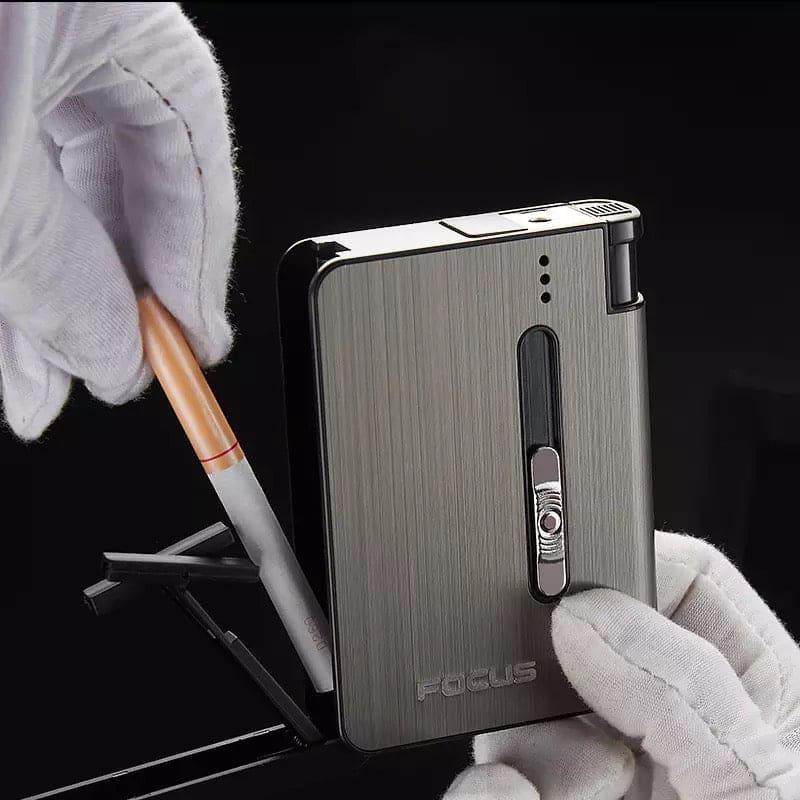 Focus Automatic Lighter Automatic Cigarettes Holder 10 Pcs Cigarette Case Portable Automatic Cigarette Holder Without Lighter Metal Cigarette Boxes Lighter Gadget For Men Multifunction Cigarette Holder