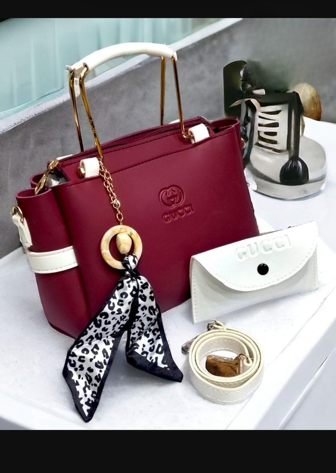 Luxury Women Designer Style Handbag Set – 4-in-1 Tote Bag with Mini Pouch, Wallet & Adjustable Strap
