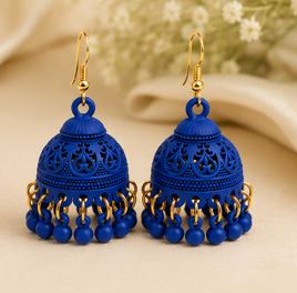 Matte Jhumka Earrings for Women – Traditional Bell Drop Earrings with Bead Tassels
