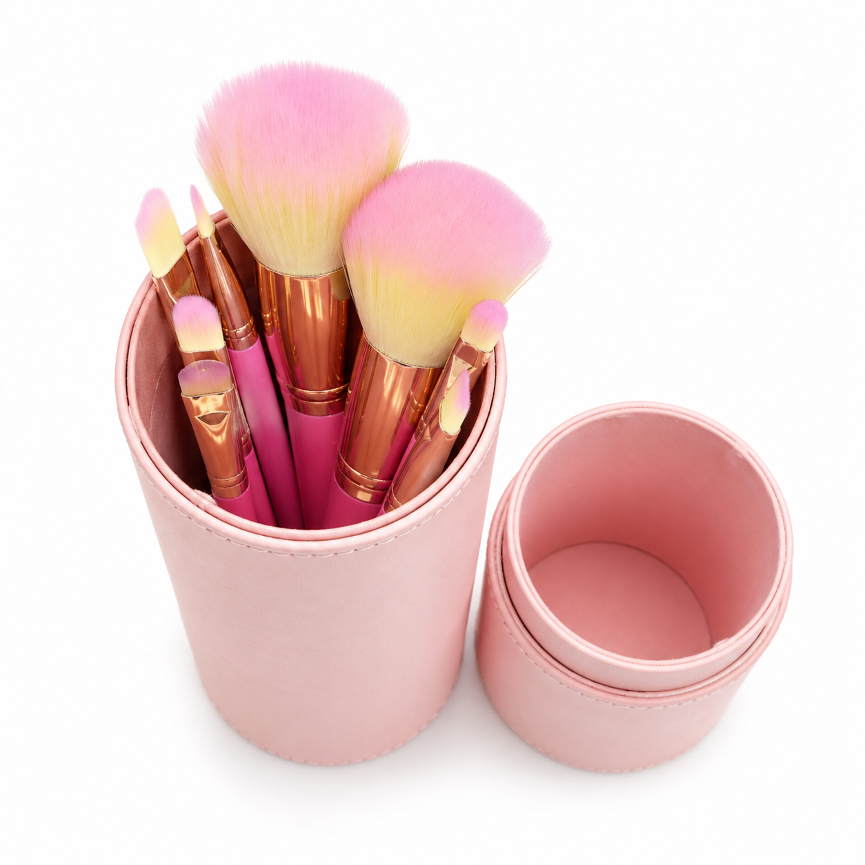 Blush Pink Travel Makeup Brush Set with Luxury Storage Case