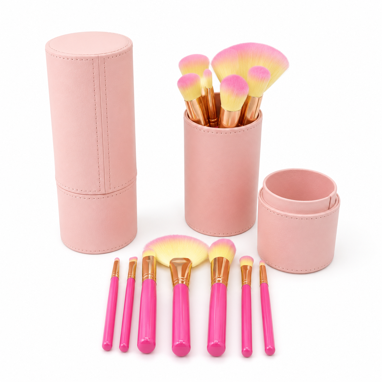 Blush Pink Travel Makeup Brush Set with Luxury Storage Case