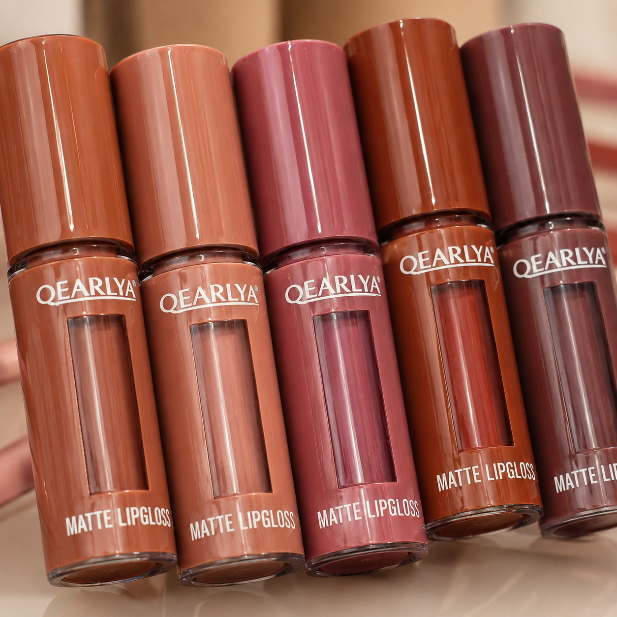 6 x QEARLYA Matte Lip Gloss shades– Fashion Color Long-Lasting Liquid Lipstick