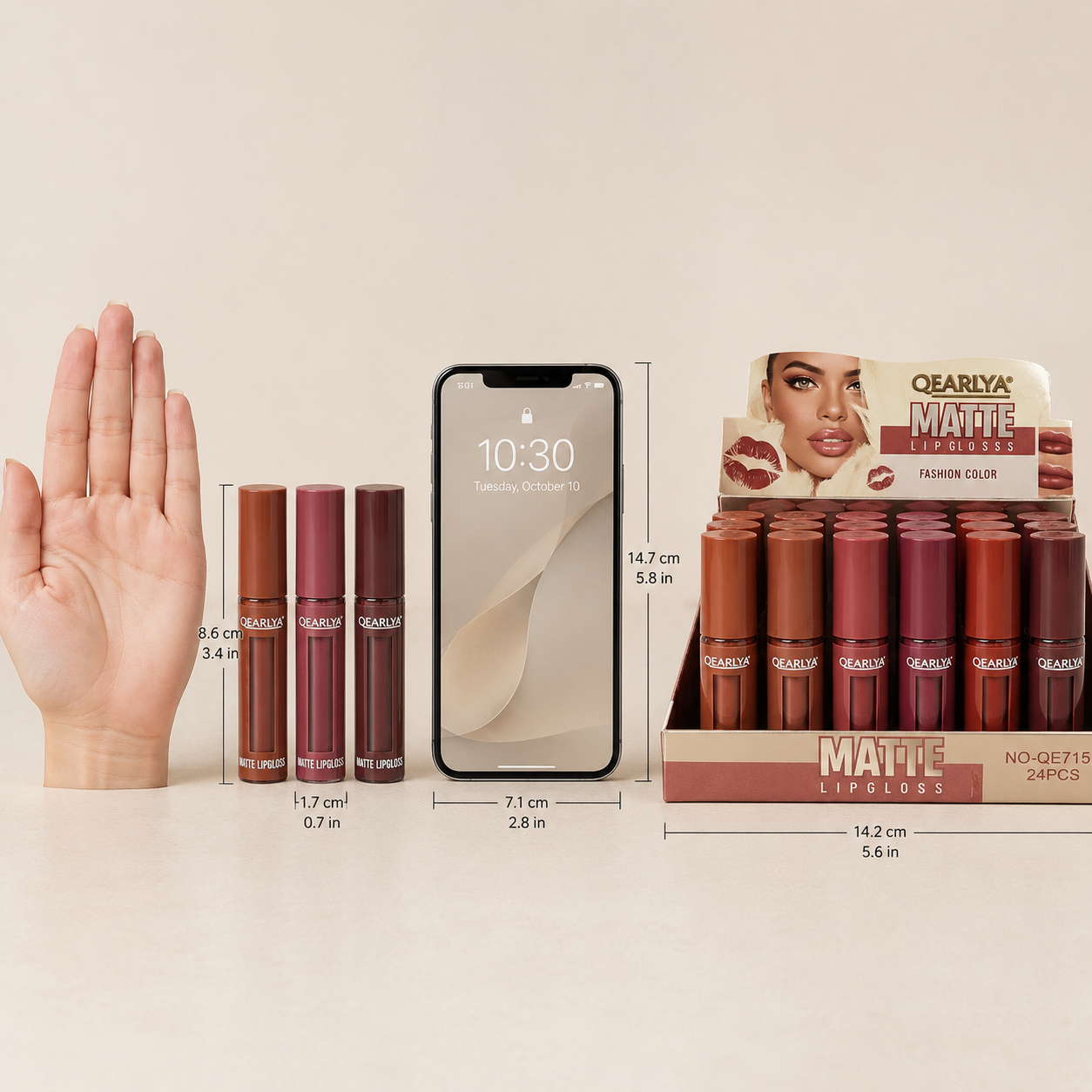 6 x QEARLYA Matte Lip Gloss shades– Fashion Color Long-Lasting Liquid Lipstick