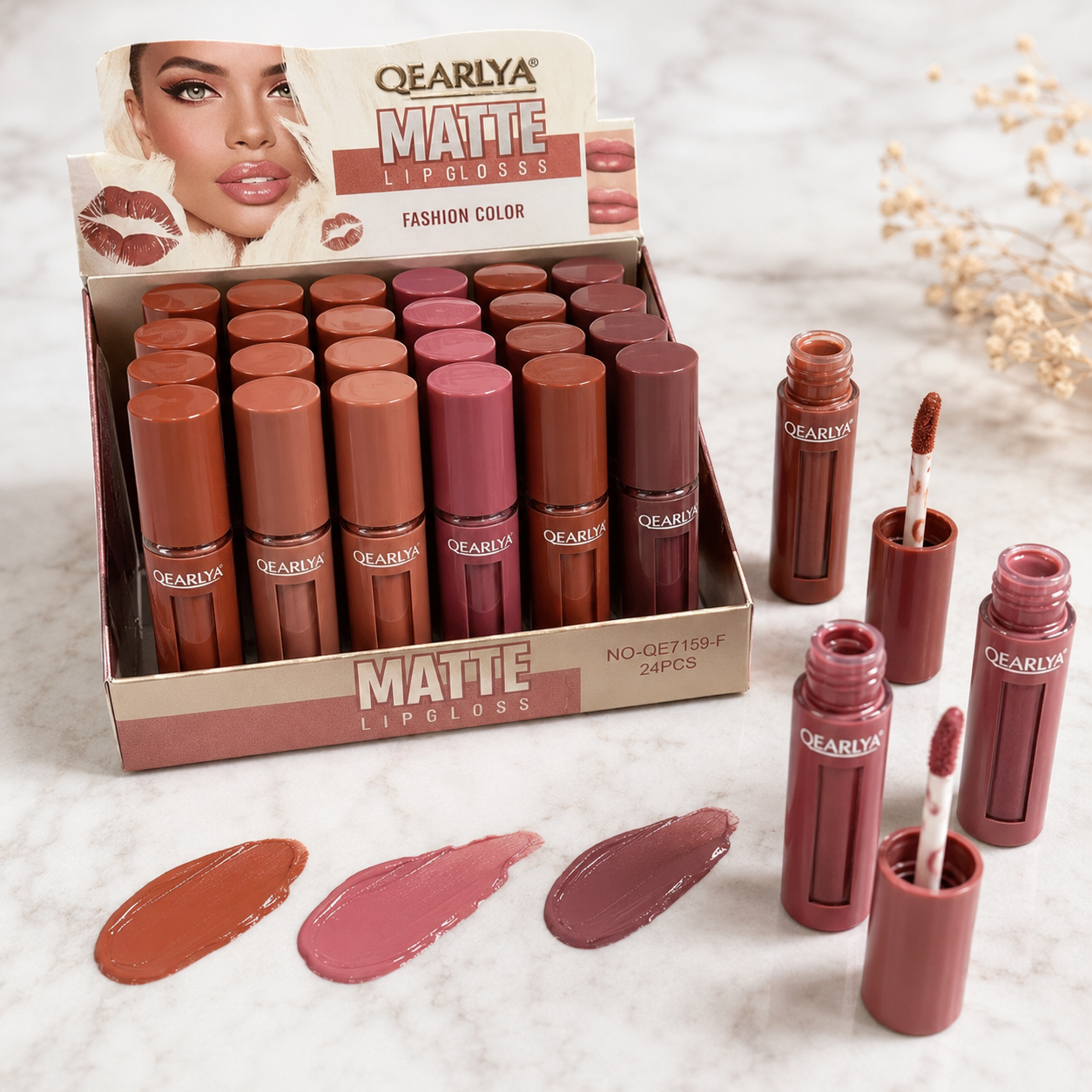 6 x QEARLYA Matte Lip Gloss shades– Fashion Color Long-Lasting Liquid Lipstick