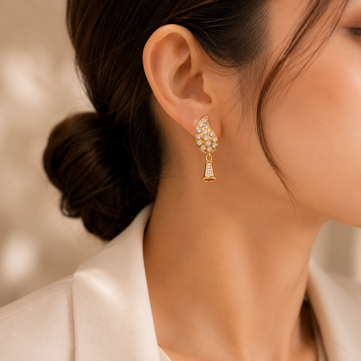 Traditional Indian Gold Plated Zirconia Jhumki Earrings for Girls & Women