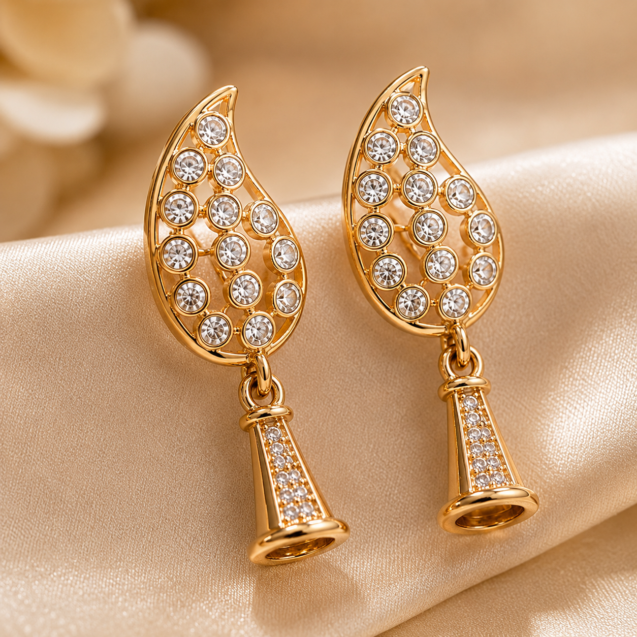 Traditional Indian Gold Plated Zirconia Jhumki Earrings for Girls & Women