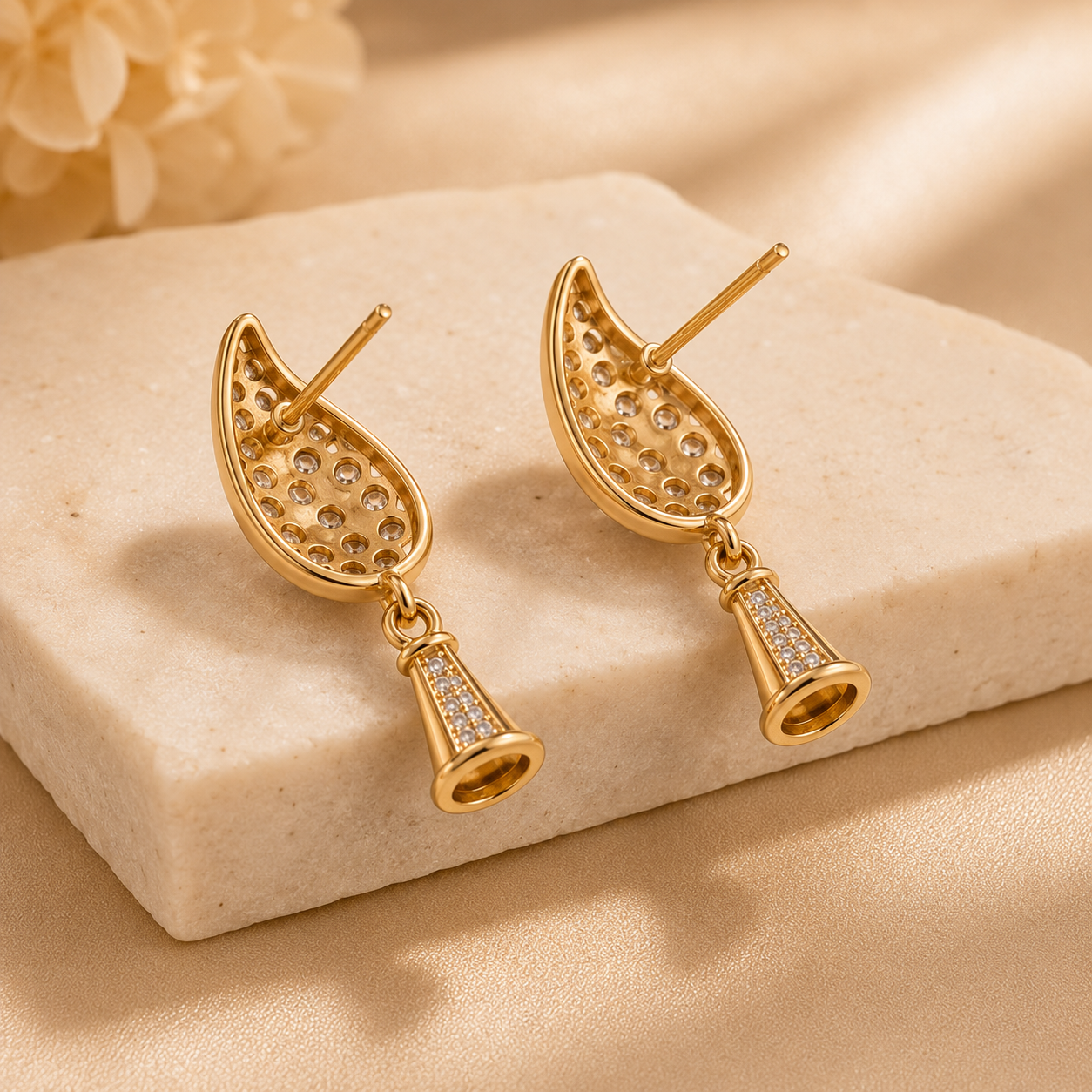Traditional Indian Gold Plated Zirconia Jhumki Earrings for Girls & Women