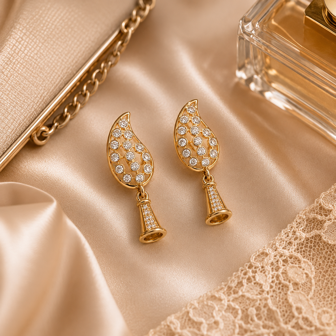 Traditional Indian Gold Plated Zirconia Jhumki Earrings for Girls & Women