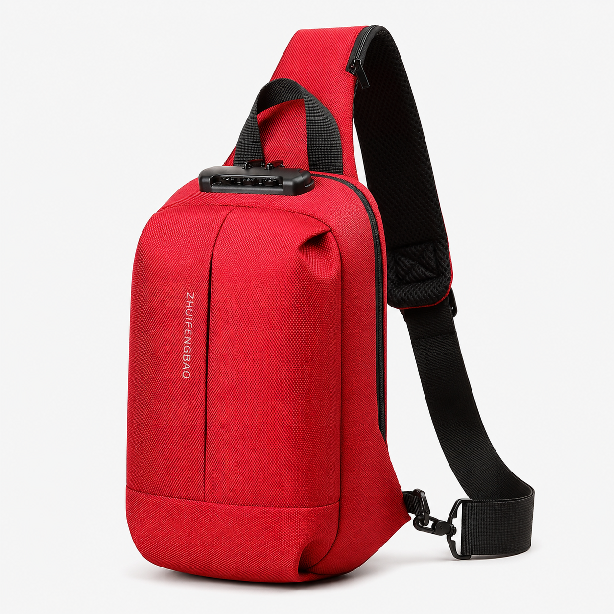 Red Anti-Theft Sling Bag with Password Lock – Crossbody Travel Chest Bag