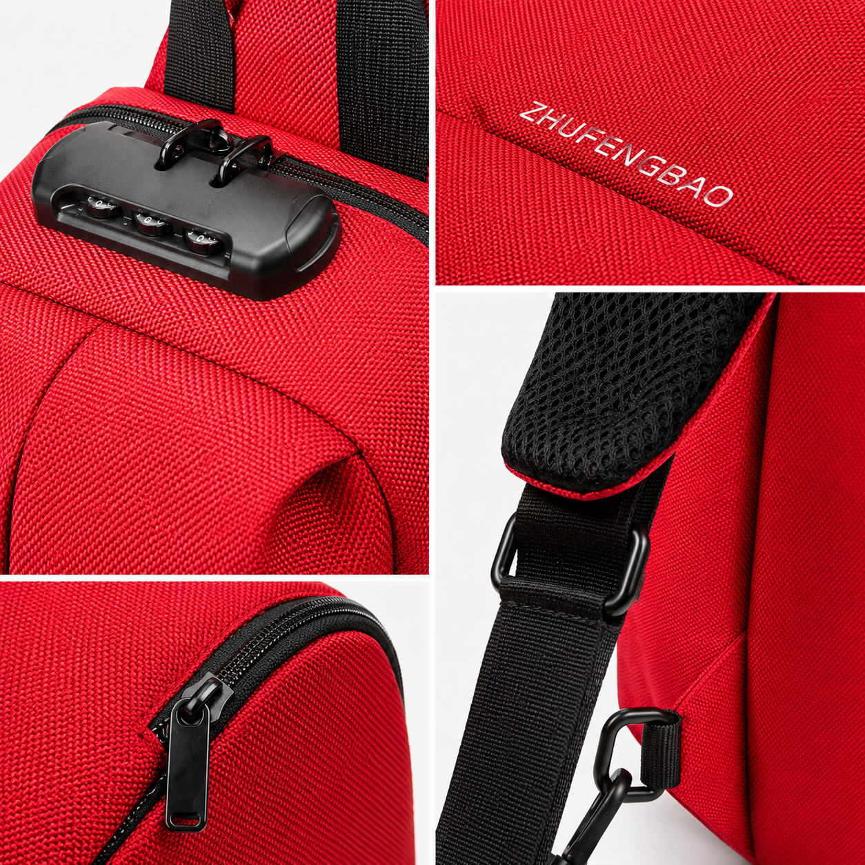 Red Anti-Theft Sling Bag with Password Lock – Crossbody Travel Chest Bag