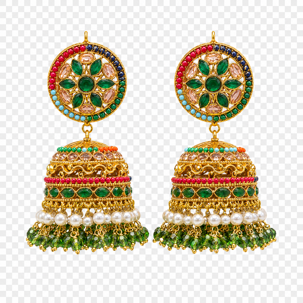 Traditional Indian Jhumka Earrings with Pearls – 7 Color Variants