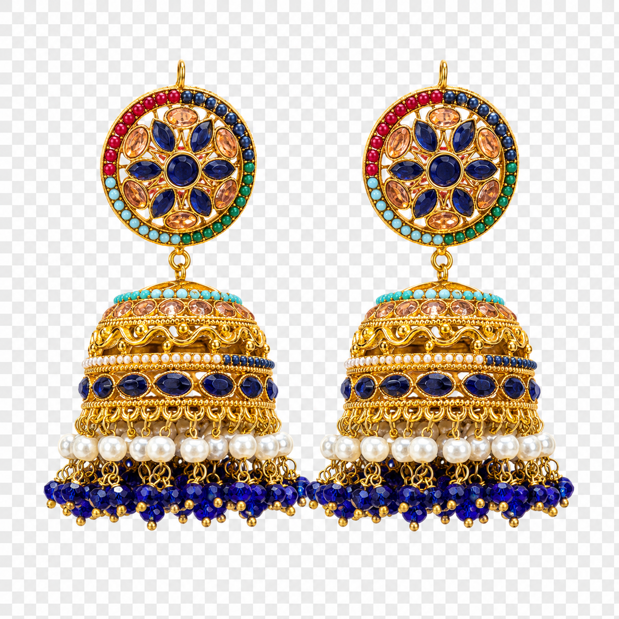 Traditional Indian Jhumka Earrings with Pearls – 7 Color Variants
