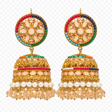 Traditional Indian Jhumka Earrings with Pearls – 7 Color Variants