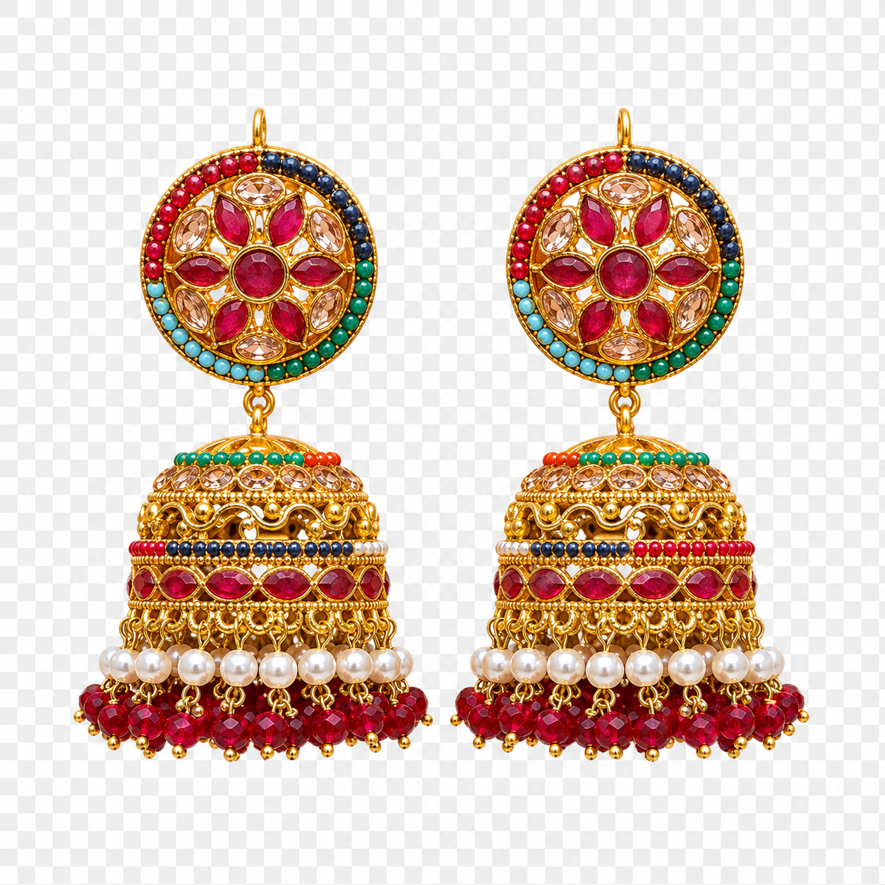 Traditional Indian Jhumka Earrings with Pearls – 7 Color Variants