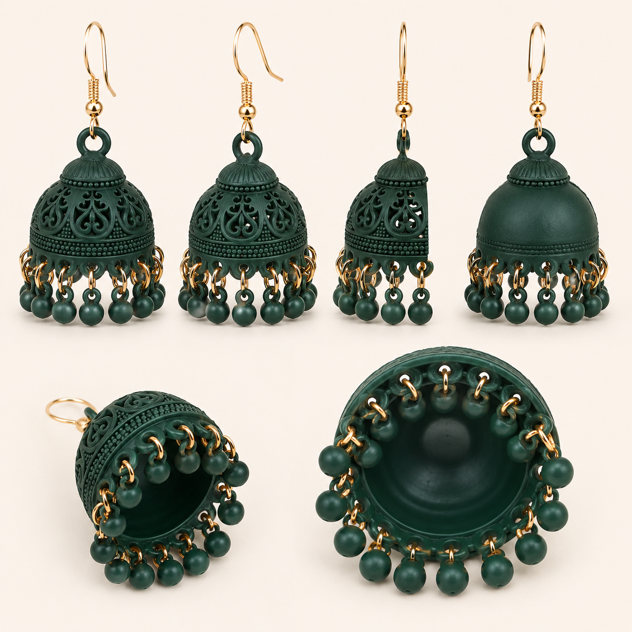 Matte Jhumka Earrings for Women – Traditional Bell Drop Earrings with Bead Tassels