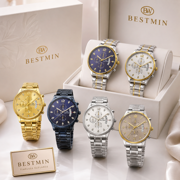 Luxury BESTWIN Chronograph Men’s Wrist Watch | Stainless Steel Diamond Dial Fashion Watch
