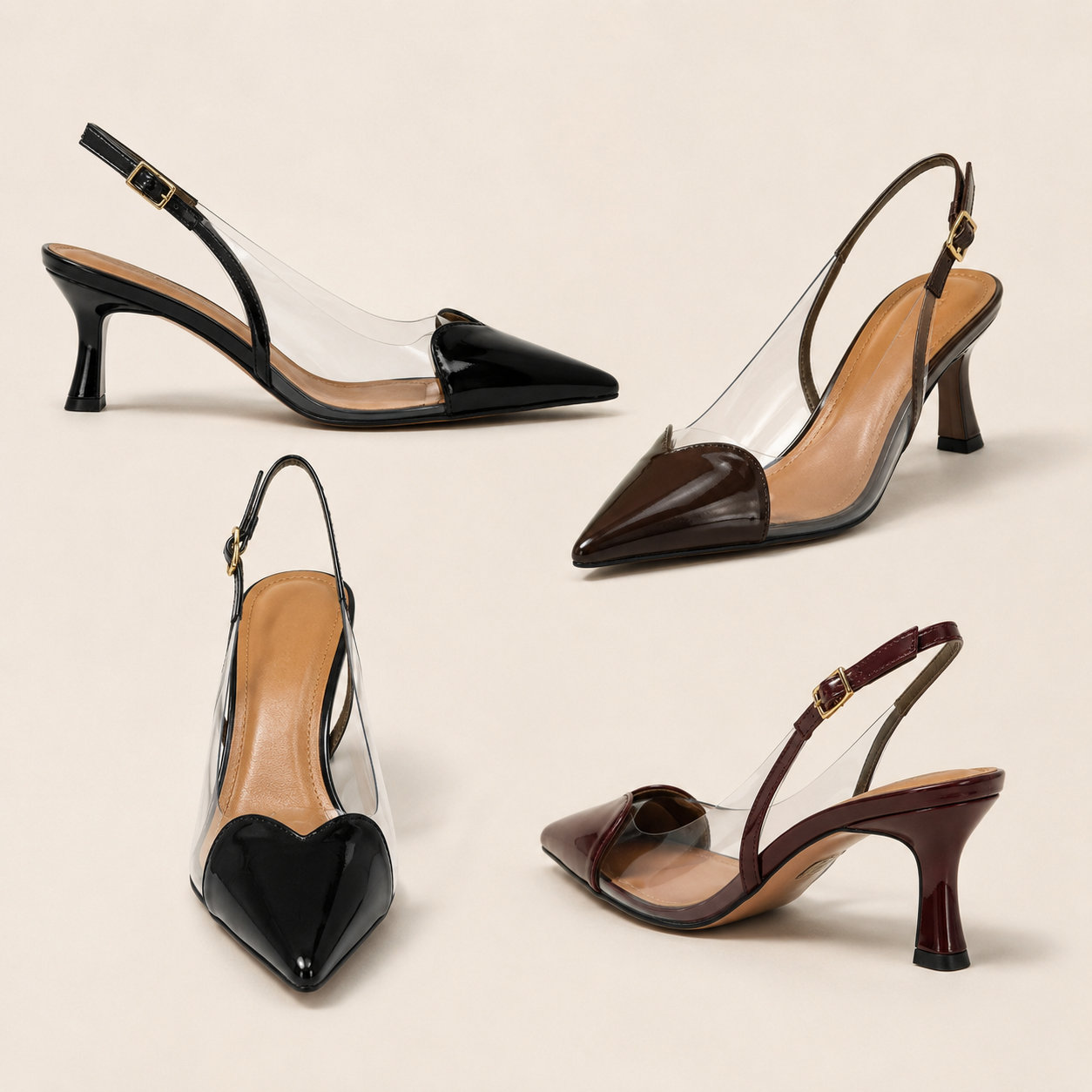 ALAÏA Women’s Transparent Pointed-Toe Slingback Kitten Heels