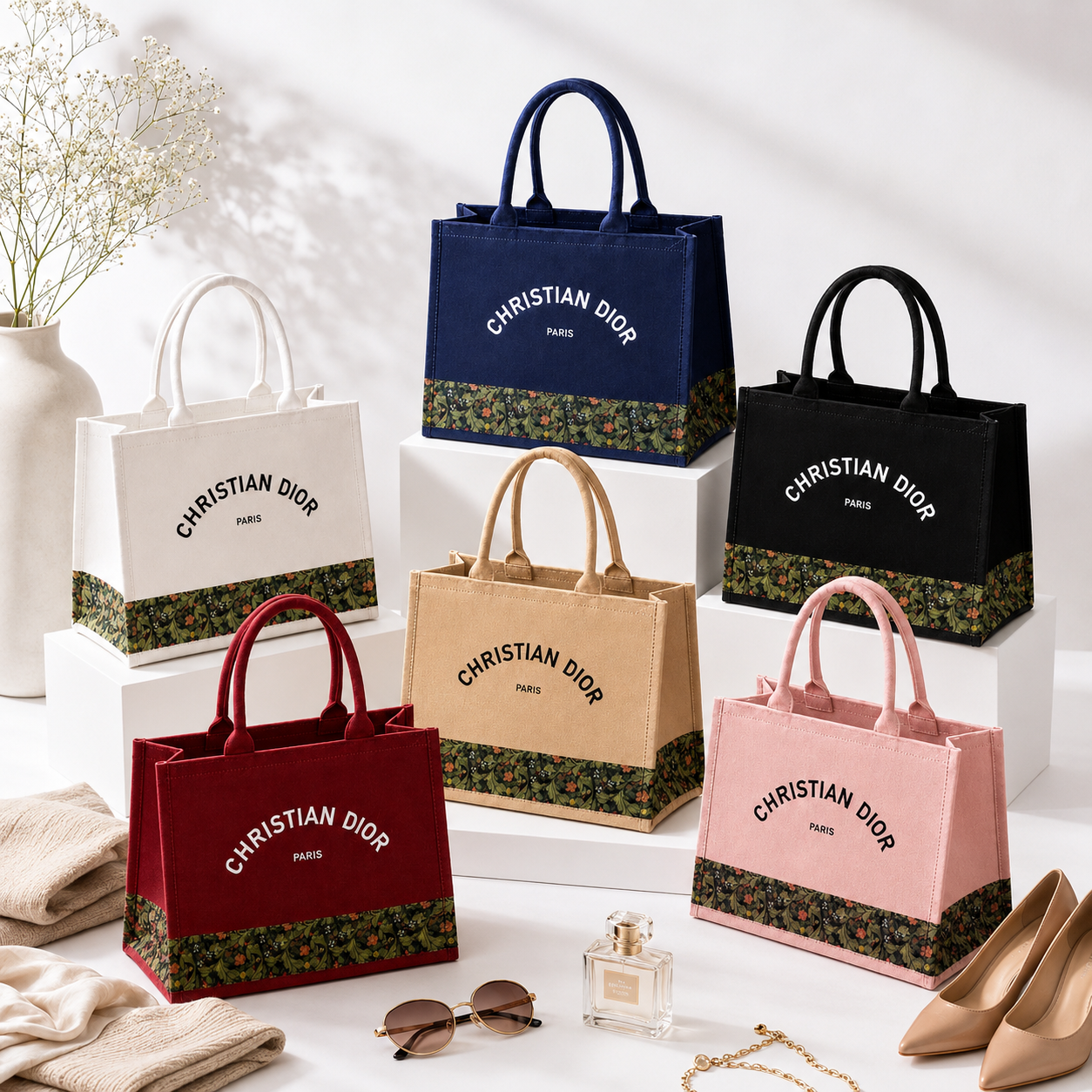 Luxury Floral Canvas Tote Bag for Women | Premium Designer Style Handbag