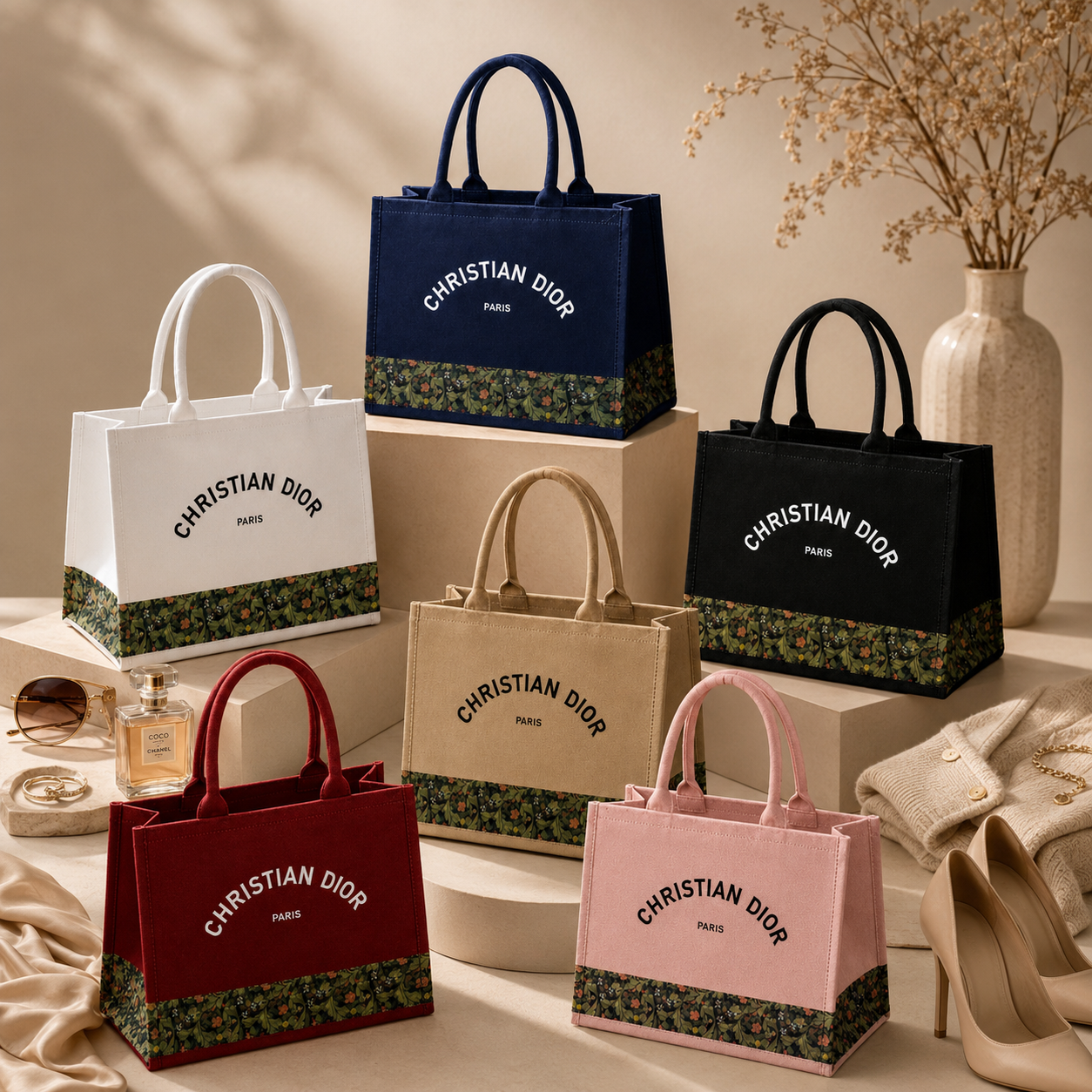 Luxury Floral Canvas Tote Bag for Women | Premium Designer Style Handbag