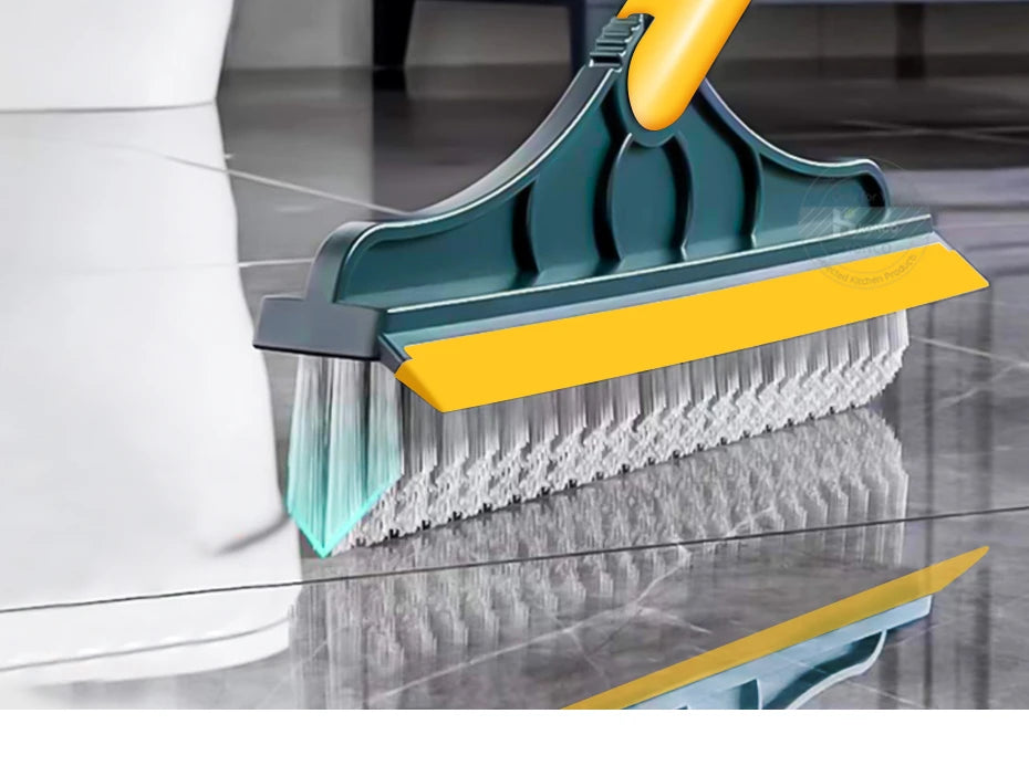 Floor Scrub Brush 2 In 1 Cleaning Brush Long Handle Removable Wiper Magic Broom Brush Squeegee Tile Kitchen Cleaning Tools