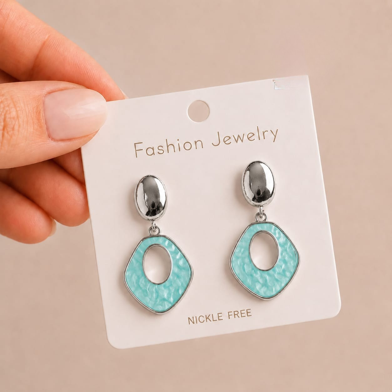 New Arrival Korean Style Geometric Earrings | Turquoise Silver Dangle Studs for Girls