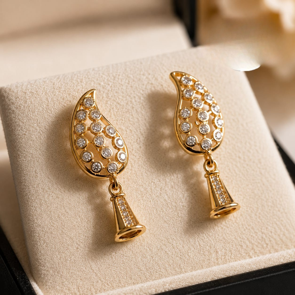 Traditional Indian Gold Plated Zirconia Jhumki Earrings for Girls & Women