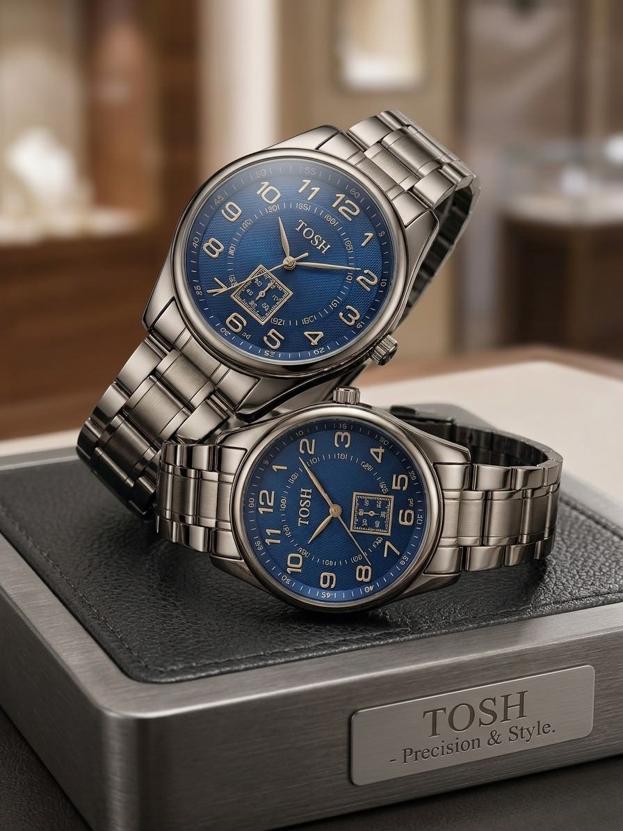 TOSH Precision & Style Stainless Steel Analog Watch for Couples