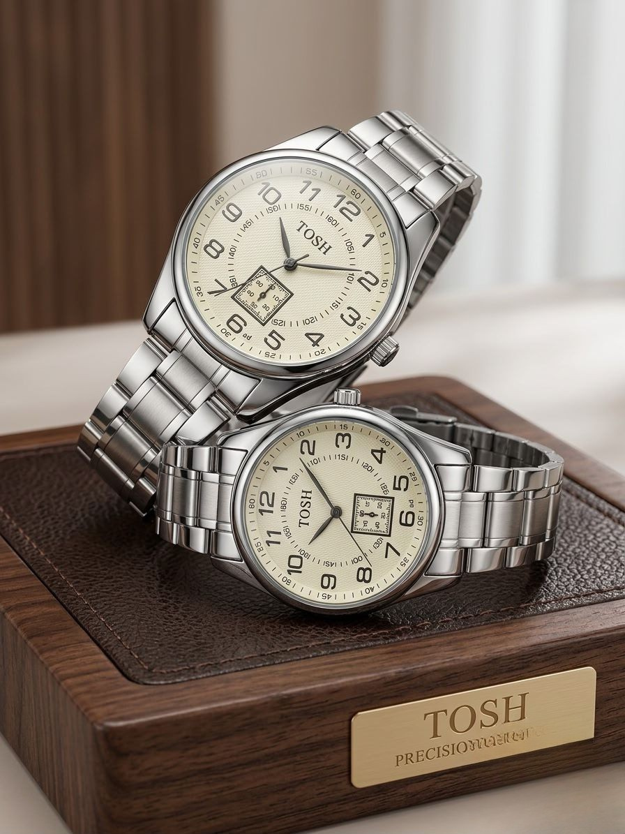 TOSH Precision & Style Stainless Steel Analog Watch for Couples