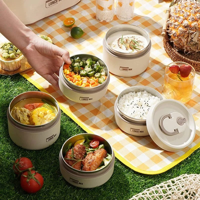 4-Piece Insulated Stainless Steel Lunch Box Set with Carry Bag – Leak-Resistant Food Containers
