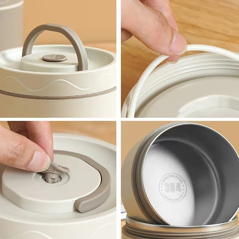 4-Piece Insulated Stainless Steel Lunch Box Set with Carry Bag – Leak-Resistant Food Containers