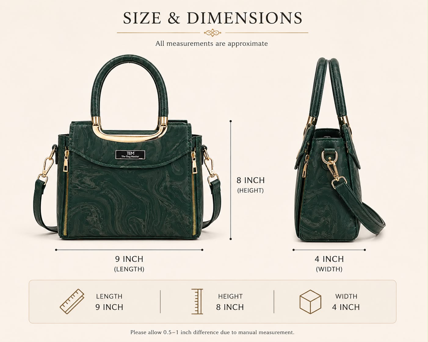Luxury Marble-Texture Women’s Handbag with Matching Wallet and Shoulder Strap