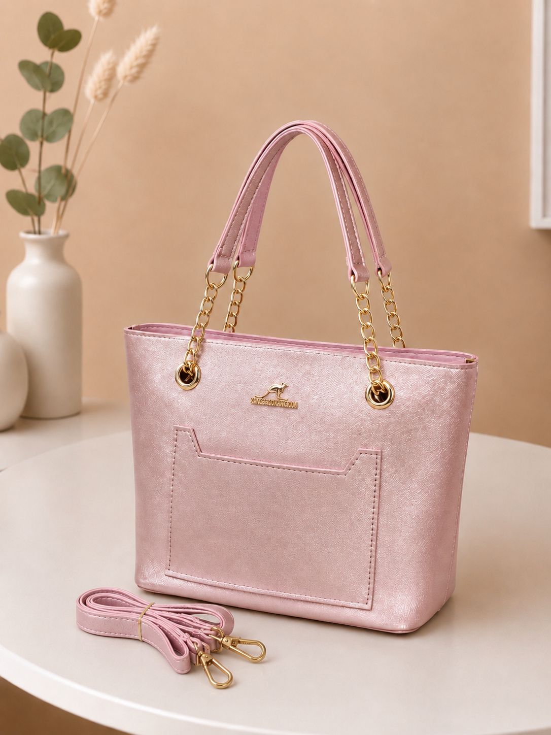 Luxury Women Tote Handbag – PU Leather Chain Shoulder Bag with Detachable Strap