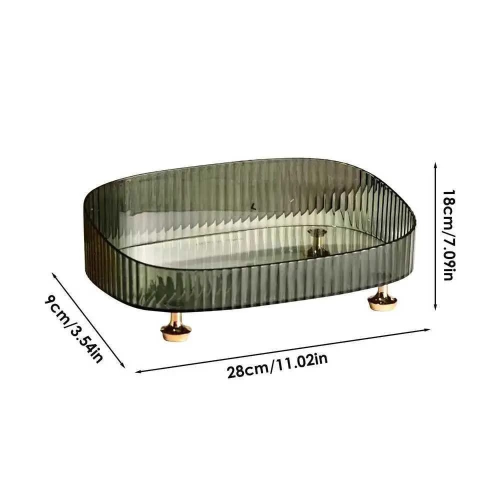 Luxury Ribbed Perfume and Cosmetic Organizer Tray with Gold Feet