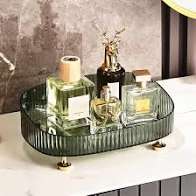 Luxury Ribbed Perfume and Cosmetic Organizer Tray with Gold Feet