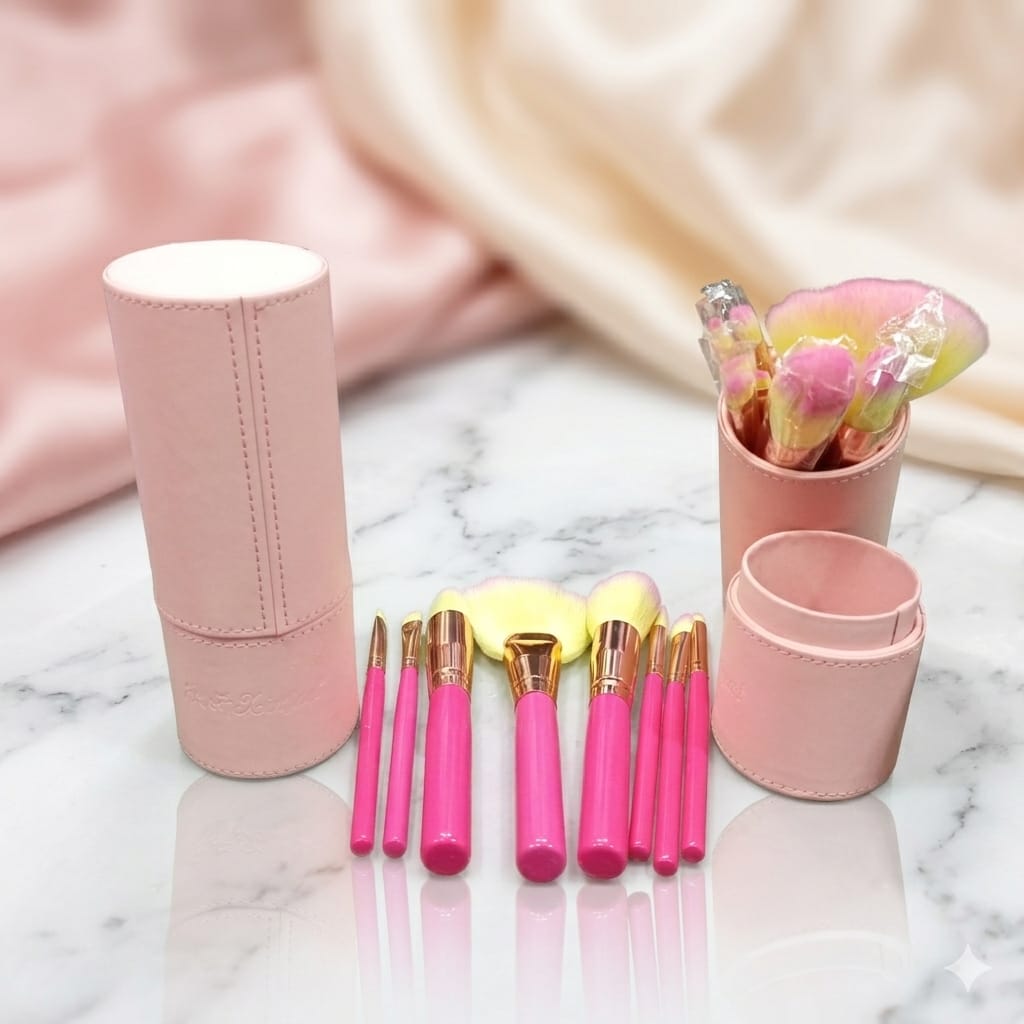Blush Pink Travel Makeup Brush Set with Luxury Storage Case