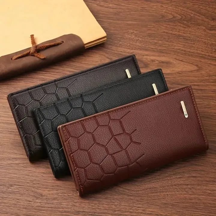 Premium Men’s Long Wallet with Geometric Pattern