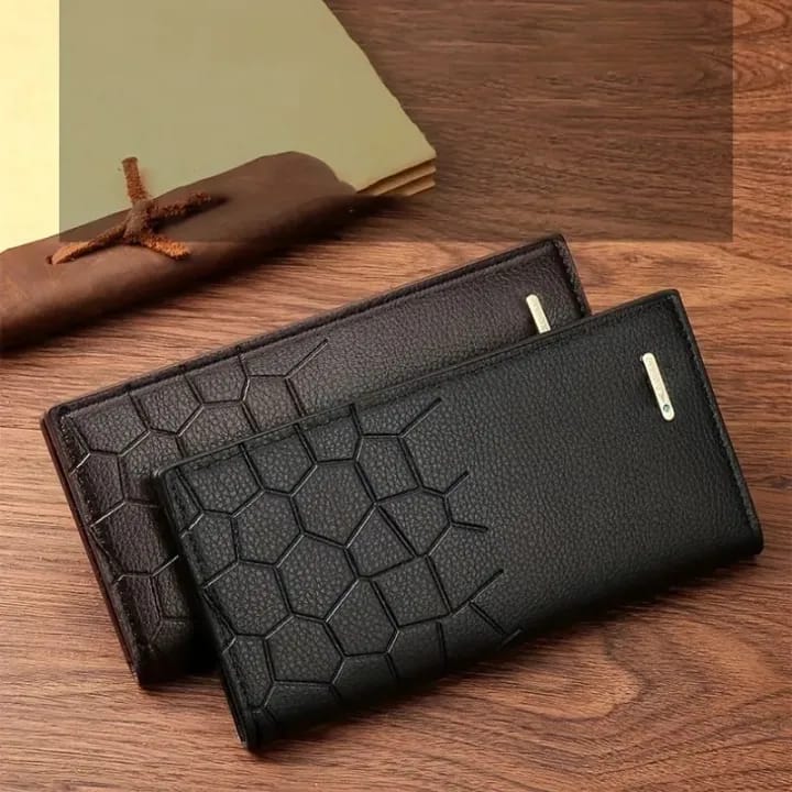 Premium Men’s Long Wallet with Geometric Pattern