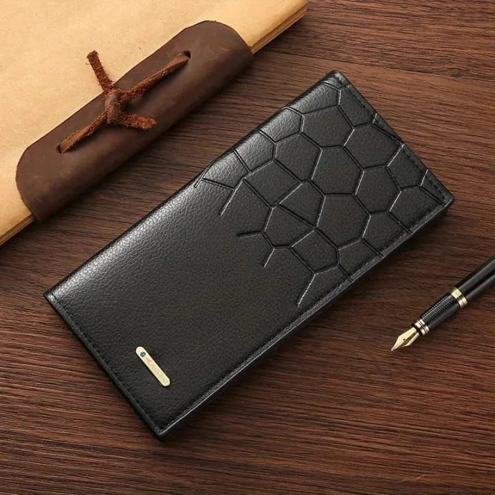 Premium Men’s Long Wallet with Geometric Pattern