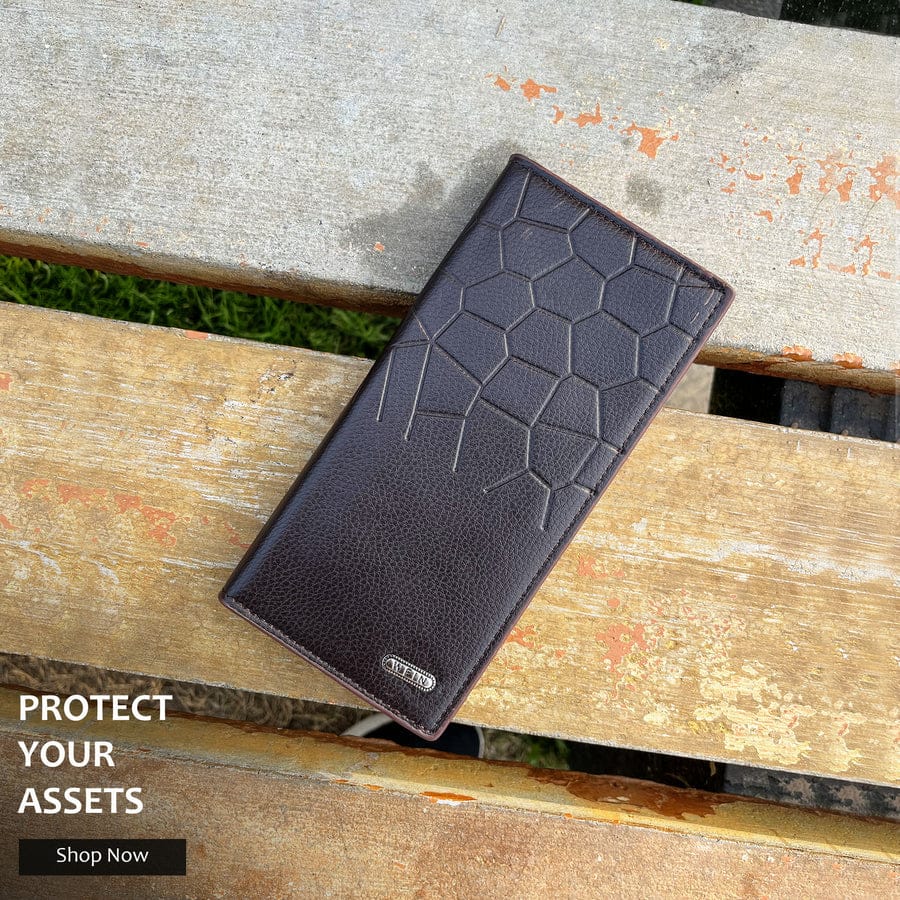 Premium Men’s Long Wallet with Geometric Pattern