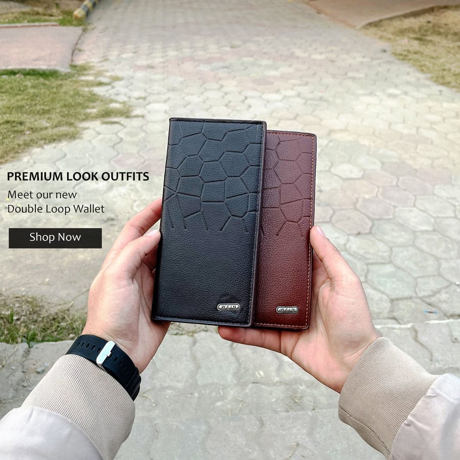 Premium Men’s Long Wallet with Geometric Pattern