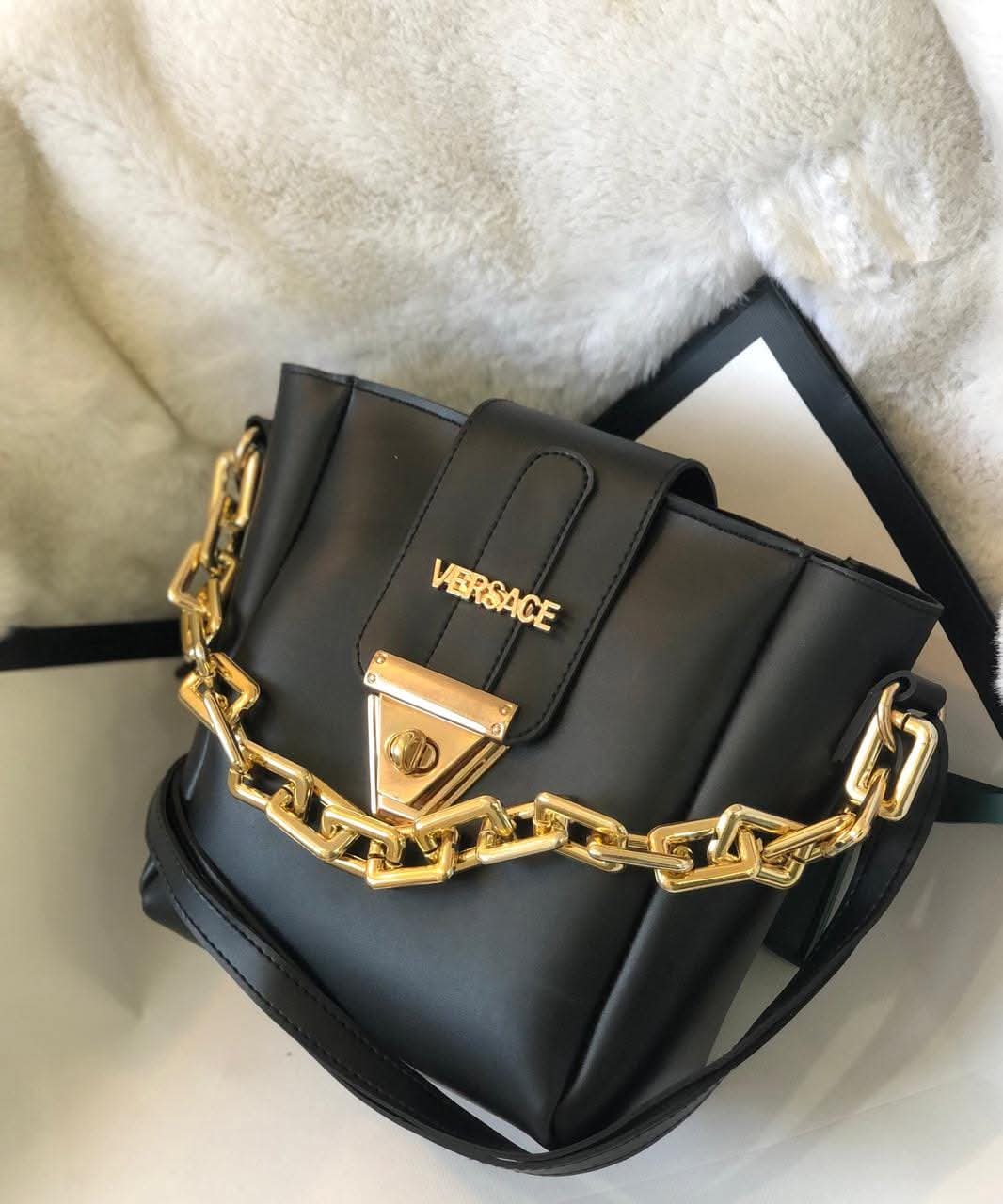 Luxury Women Designer Chain Tote Bag – Versace Style PU Leather Shoulder & Crossbody Bag