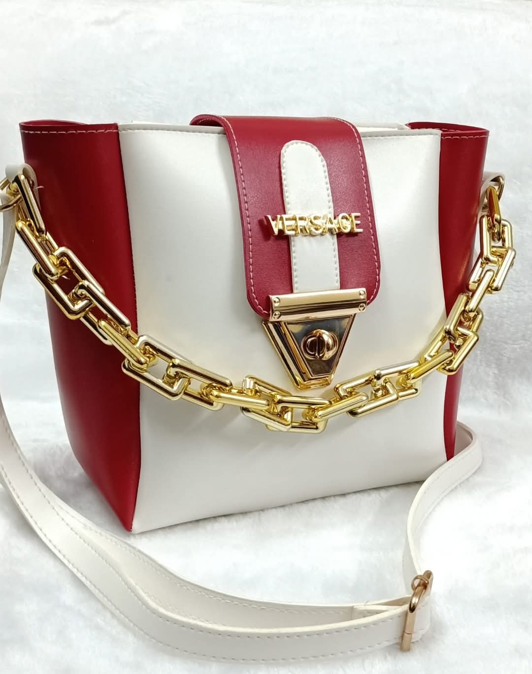 Luxury Women Designer Chain Tote Bag – Versace Style PU Leather Shoulder & Crossbody Bag