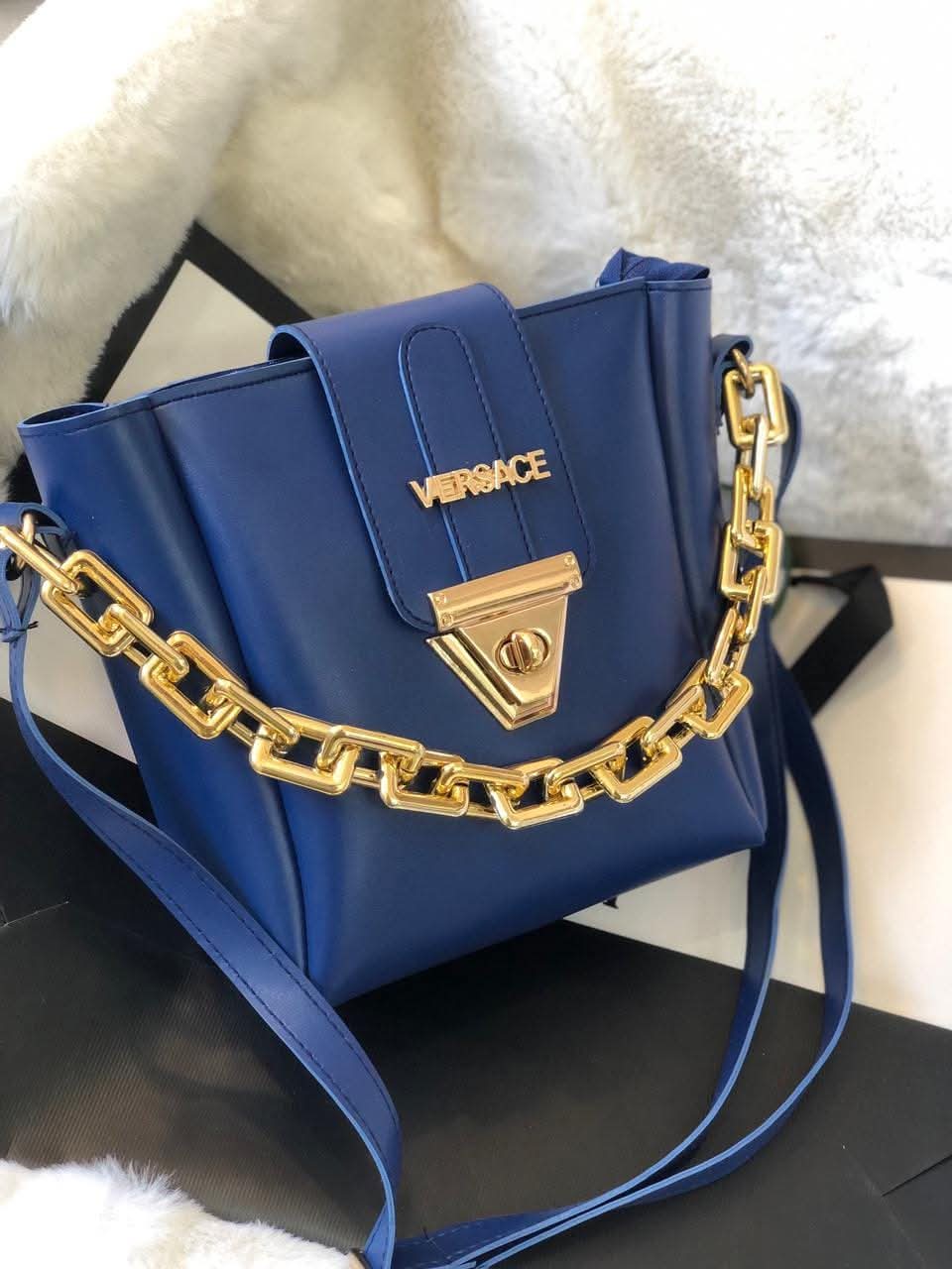 Luxury Women Designer Chain Tote Bag – Versace Style PU Leather Shoulder & Crossbody Bag