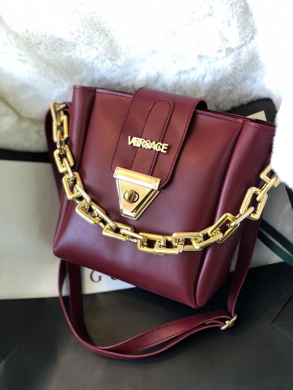 Luxury Women Designer Chain Tote Bag – Versace Style PU Leather Shoulder & Crossbody Bag