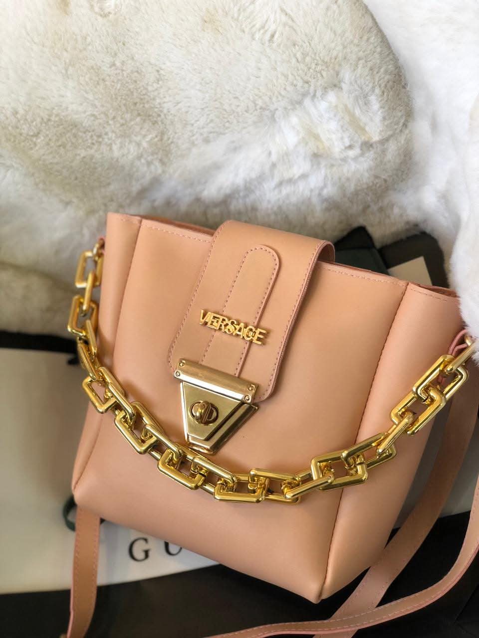 Luxury Women Designer Chain Tote Bag – Versace Style PU Leather Shoulder & Crossbody Bag