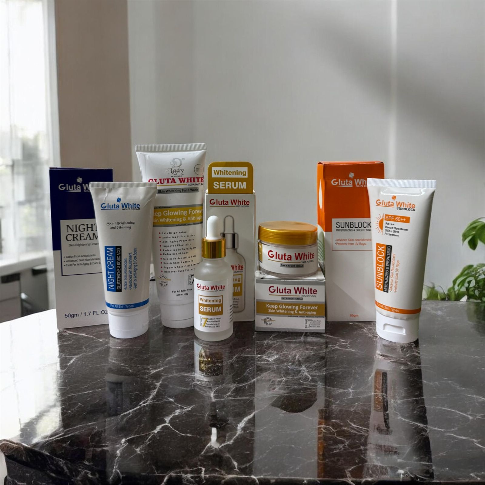 Gluta White Complete Skincare Set – 5-Piece Face Care Bundle