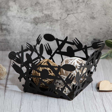 Creative Spoon & Fork Metal Storage Basket for Kitchen and Dining